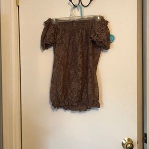 Tan lace see thru top
